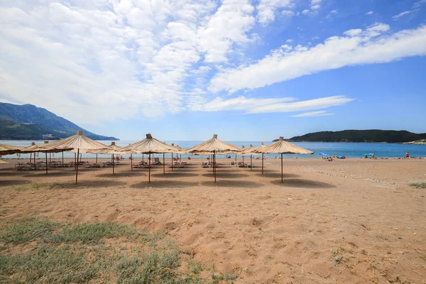 Beautiful Beach Sunshades Montenegro — Stock Photo, Image