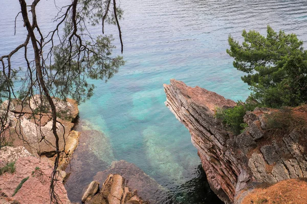 Море Скеля Парк Мілочер Светі Стефан Чорногорія — стокове фото