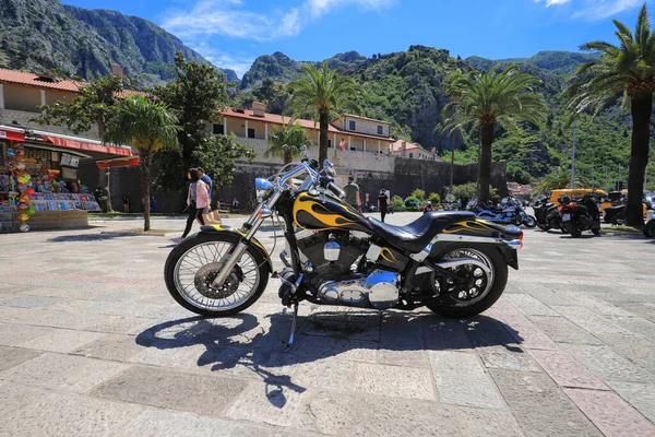 Kotor Montenegro Julho 2021 Helicóptero Motocicleta Harley Davidson — Fotografia de Stock