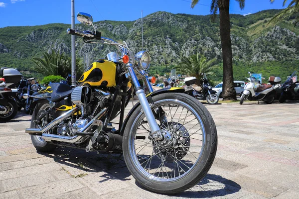 Kotor Montenegro Luglio 2021 Motociclista Harley Davidson — Foto Stock