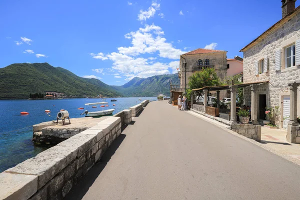 Krásná Promenáda Městě Perast — Stock fotografie