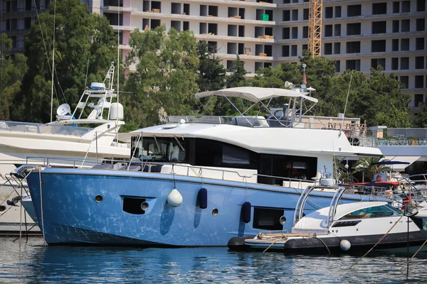 Luxus Motorjacht Yachthafen Von Montenegro Festgemacht — Stockfoto