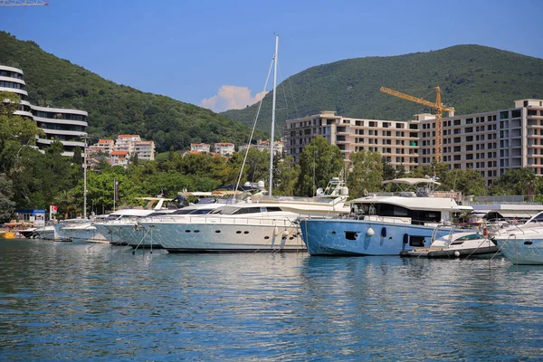 Luxury Motor Yacht Moored Marina — Stock Photo, Image
