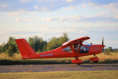 Nalyvaykivka, Ukraine - 13 august, 2020: Propeller plane Aeroprakt-32L landing
