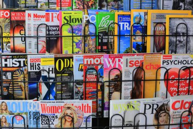 Krakow, Poland - 04 may, 2019: Magazines on display in a store