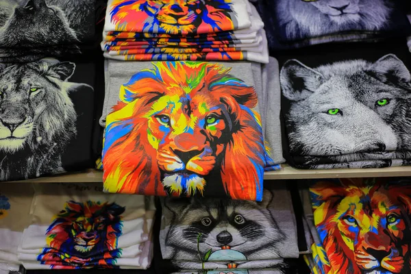 Lviv Ukraine May 2019 Image Lion Clothes Shelves Store — Fotografia de Stock