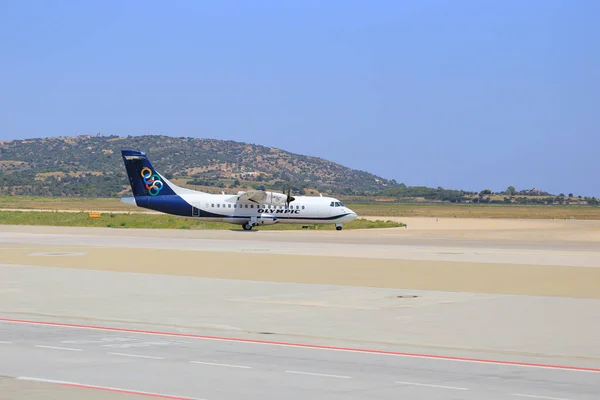 Atene Grecia Luglio 2018 Aeromobili Elica Passeggeri Olympic Airlines Atr — Foto Stock