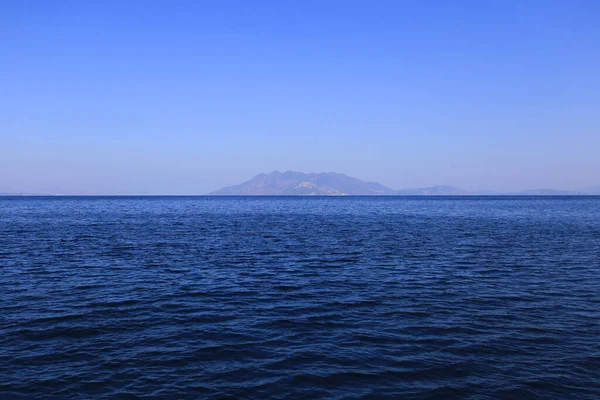Výhled Moře Ostrov Moni Řecku — Stock fotografie