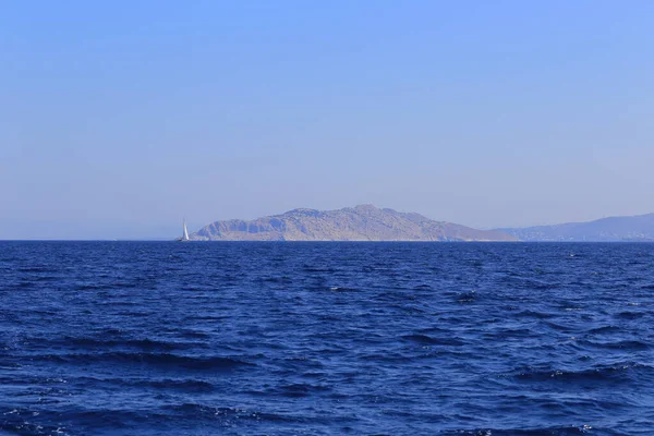 Výhled Moře Ostrov Moni Řecku — Stock fotografie