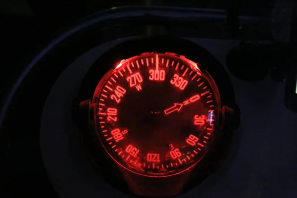 Nautical Compass Red Illumination Sailing Yacht Night Stock Kép