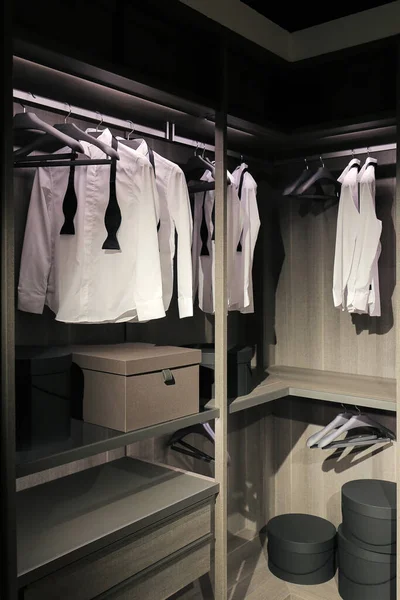 White Shirts Hanging Hangers Closet — Fotografia de Stock