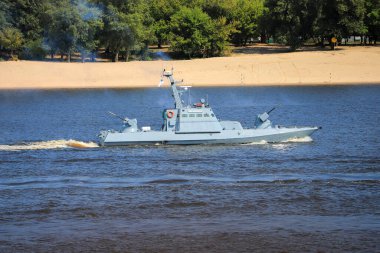 Kyiv, Ukraine - 24 august, 2021: Ukrainian military warship Berdyansk