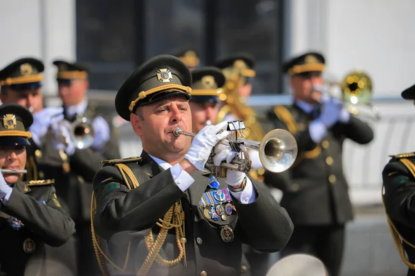 Kyiv Ukraine August 2021 Military Band Playing Trumpet Independence Day — Stock Photo, Image