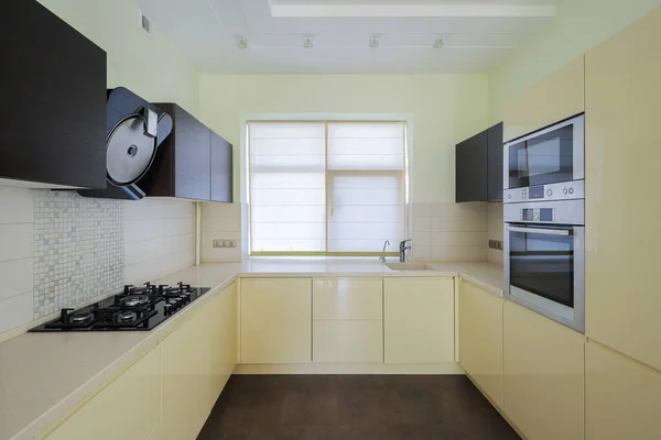 Kitchen interior with modern built-in kitchen appliances