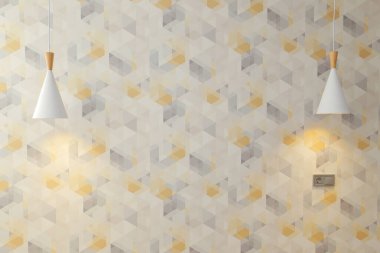 Duvarda asılı iki lamba ve duvar kağıdı