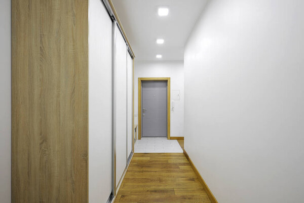 Entrance door inside an apartment with wardrobe
