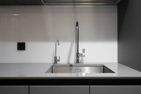 Faucet Steel Sink Kitchen — Foto Stock