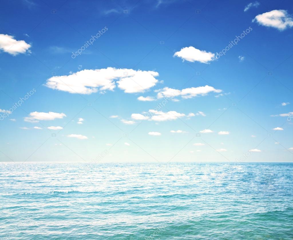 Beautiful sea with blue sky and cloud background