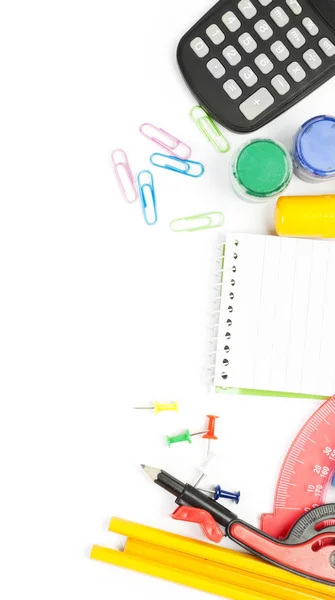 School stationery isolated over white background — Stock Photo, Image