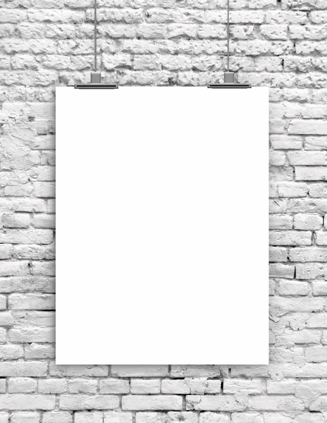 Libro bianco su muro di mattoni grunge bianco — Foto Stock