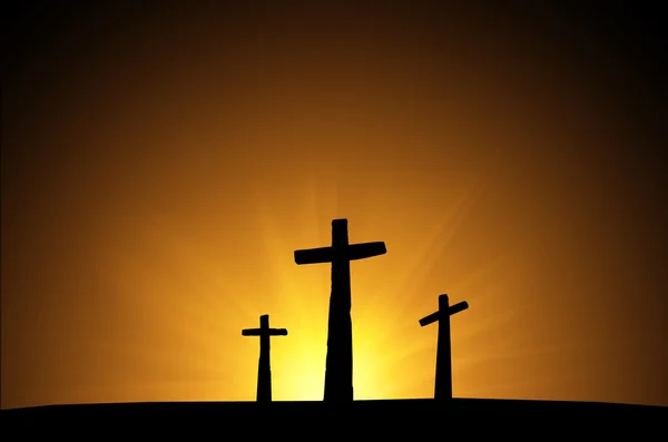 Three crosses on a hill — Stock Photo, Image