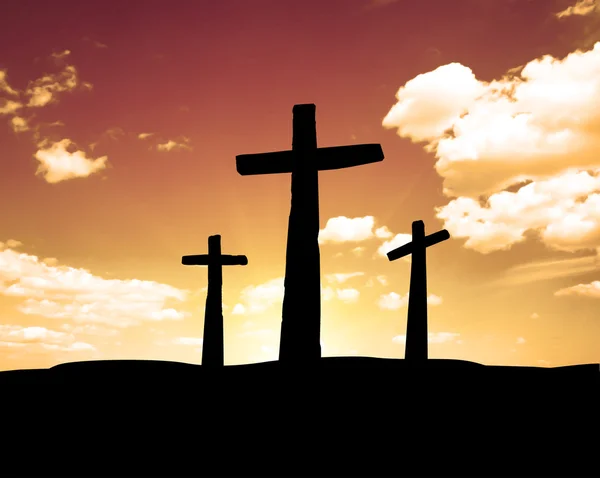 Three crosses on a hill — Stock Photo, Image