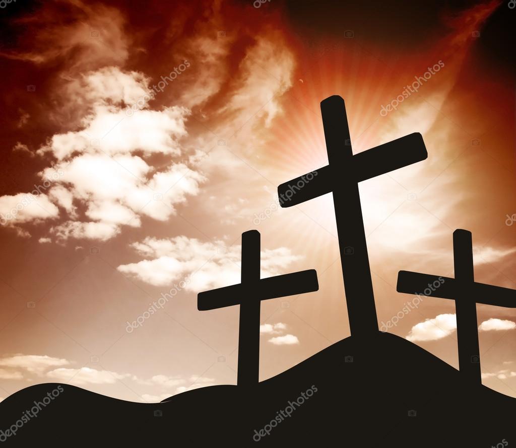 Imágenes: tres cruces | silueta de tres cruces — Foto de stock