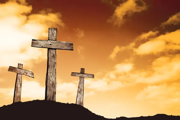 Crosses on hill — Stock Photo, Image