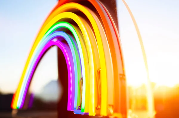 Led Neon Rainbow Sunset — Stock Photo, Image