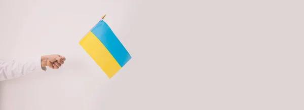 Flag Ukraine Boy Hands — Stock Photo, Image