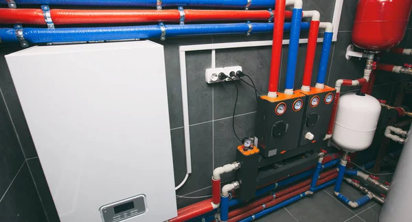 Modern Electic Boiler Room Equipment Modern Heating System Boiler Heater — Fotografia de Stock