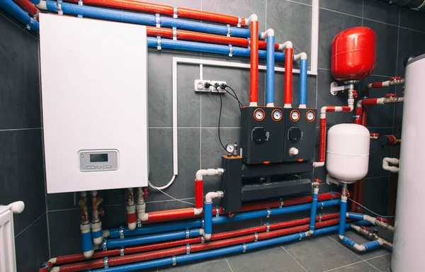 Modern Electic Boiler Room Equipment Modern Heating System Boiler Heater — Zdjęcie stockowe
