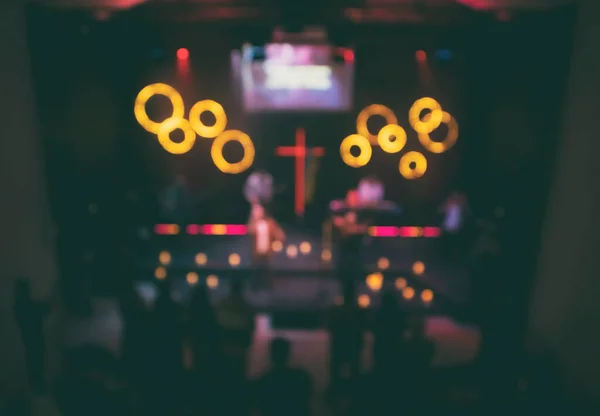 Blurred Crowd People Worship Concert Church — Stock fotografie