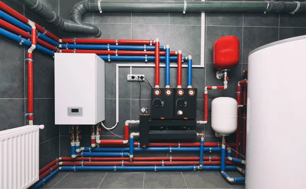 Modern Electic Boiler Room Equipment Modern Heating System Boiler Heater — ストック写真