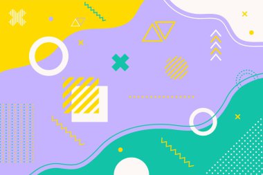 Soyut pop sanatı renkleri sıçrama desenli arka plan. Memphis geometri arka planı