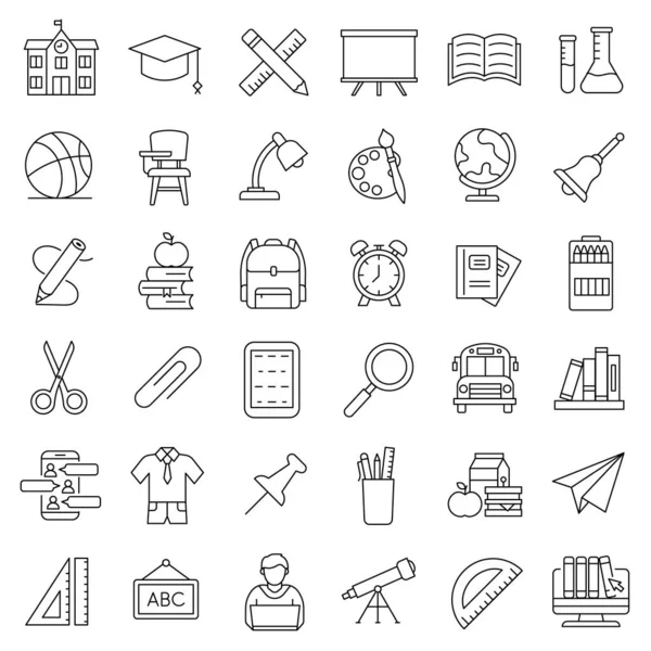 Education Back School Outline Icons Set Education University Learning Studying — Stock Vector