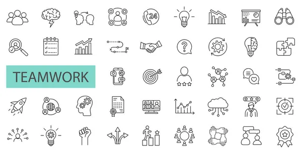 Conjunto Iconos Trabajo Equipo Team Building Grupo Trabajo Recursos Humanos — Archivo Imágenes Vectoriales