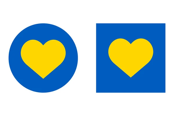 Two Vector Hearts Colors Ukrainian Flag — Stock Vector