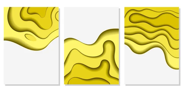 Abstracte Achtergronden Met Gouden Papier Gesneden Golven Ontwerp Lay Out — Stockvector