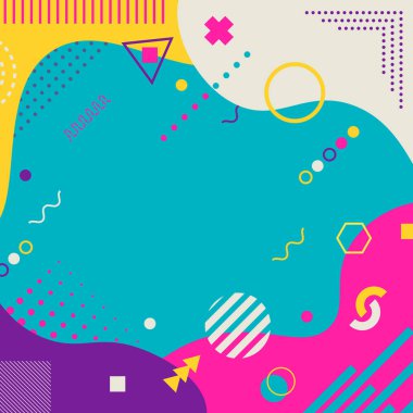 Soyut pop sanatı renkleri sıçrama desenli arka plan. Memphis geometri arka planı