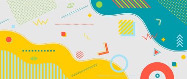 Soyut pop sanatı renkleri sıçrama desenli arka plan. Memphis geometri arka planı