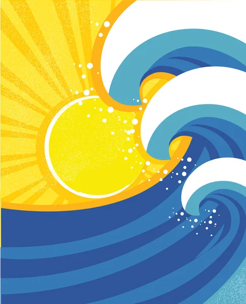 Sea waves poster. Vector illustration of sea landscape. — Stock Vector