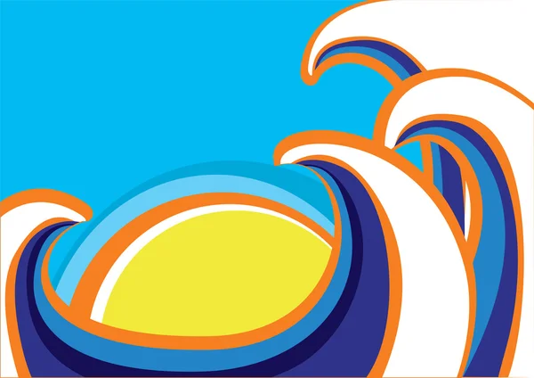 Abstracte zee golven poster. kleur illustratie — Stockvector