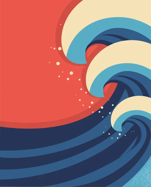 Sea waves poster.Vector illustration of sea landscape. — Stock Vector