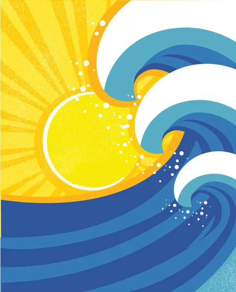 Deniz dalgaları poster. vektör çizim deniz manzara. — Stockvector