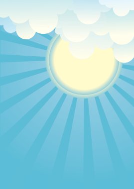 Güneş ve güzel clouds.vector illüstrasyon