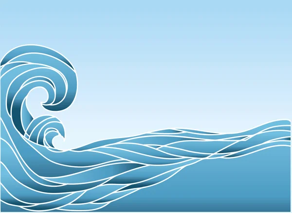 Fundo de ondas azul vetor.Imagem pintada — Vetor de Stock