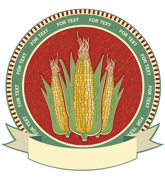 Etiqueta de maíz. Imagen retro vectorial — Archivo Imágenes Vectoriales