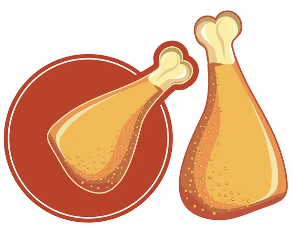 Pollo drumstick.Vector imagen aislada sobre fondo blanco — Vector de stock