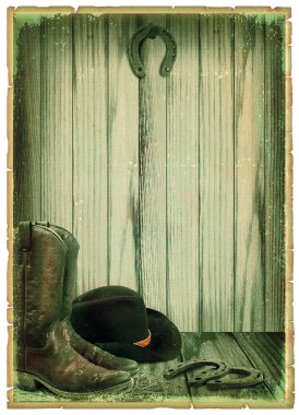 Retro kovboy arka plan metin için antik kağıt üzerinde